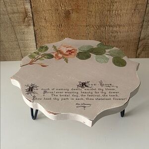 Upcycled Floral Decorative Stand/Riser with Poem